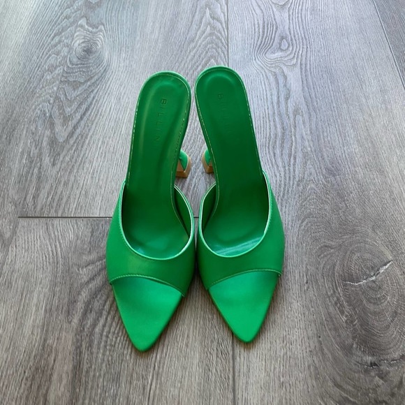 billini zabrina green glam pointed toe slip on mule high heel shoes size 8 new - Picture 7 of 10